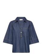 Blouse From Freequent Tops Shirts Short-sleeved Blue FREE/QUENT