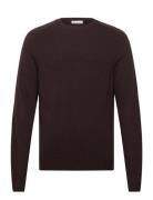 Lambswool Crew Neck Tops Knitwear Round Necks Brown Knowledge Cotton A...