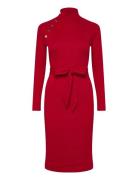 Cm 2X2 Rib-Knit Dress Polvipituinen Mekko Red Lauren Ralph Lauren