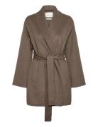 Slfalia Handmade Jacket Villakangastakki Pitkä Takki Brown Selected