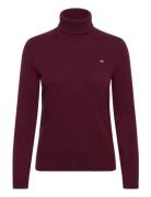 Extrafine Lambswool Blend Rollneck Tops Knitwear Turtleneck Burgundy G...