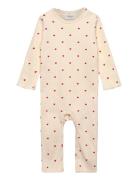 Tnsbholiday L_S Heart Rib Jumpsuit Pitkähihainen Body Cream The New
