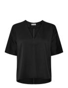 Yoli V-Neck Silk Blouse Tops Blouses Short-sleeved Black Ahlvar Galler...