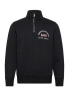 Printed Graphic Half Zip Tops Sweat-shirts & Hoodies Sweat-shirts Blac...