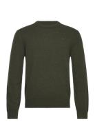 Lambswool Crew Tops Knitwear Round Necks Khaki Green Hackett London