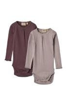 2 Rib Body L/S Lotta Bodies Long-sleeved Purple Wheat