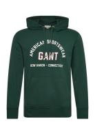 Printed Graphic Hoodie Tops Sweat-shirts & Hoodies Hoodies Green GANT