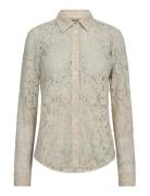 Mmkether Lace Sequin Shirt Tops Shirts Long-sleeved Beige MOS MOSH