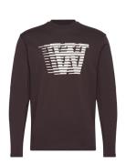 Wwmel Big Print Longsleeve Gots Tops T-shirts Long-sleeved Brown WOOD ...