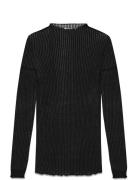 Rwbelize Silk Ls T-Neck T-Shirt Tops T-shirts & Tops Long-sleeved Blac...