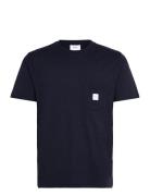 Square Pocket T-Shirt Tops T-shirts Short-sleeved Navy Makia
