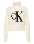Blown Up Ck Loose Sweater Contra Tops Knitwear Turtleneck Cream Calvin...