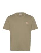 Slhreg-Salz Emb Ss O-Neck Tee Tops T-shirts Short-sleeved Khaki Green ...