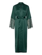 Kimono Long Satin Lace Aamutakki Green Hunkemöller