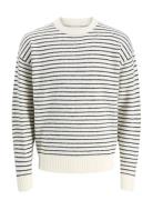 Jjsoho Ollie Stripe Knit Crew Neck Tops Knitwear Round Necks Cream Jac...