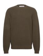 Band Knit Sweater Tops Knitwear Round Necks Khaki Green Daily Paper