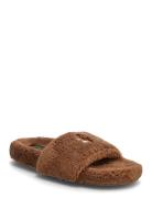Faux-Shearling Open-Toe Slipper Aamutossut Tohvelit Brown Polo Ralph L...
