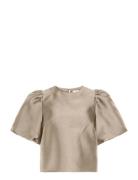Vishina 2/4 O-Neck Top/Dc/Ka Tops Blouses Short-sleeved Beige Vila
