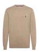Uspa Knit Adair Men Tops Knitwear Round Necks Beige U.S. Polo Assn.