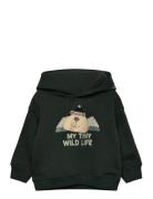 Printed Hoodie Tops Sweat-shirts & Hoodies Hoodies Green Mango