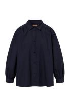 Sloan Organic Garment Dyed Poplin Tops Shirts Long-sleeved Navy Rue De...