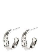 Bathilda Organic Shaped Hoop Earrings Silver-Plated Accessories Jewell...
