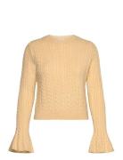 Cable-Knit Sweater With Flared Sleeves Tops Knitwear Cardigans Yellow ...