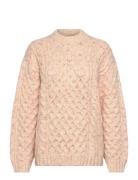 Long Cable Knit Textured Sweater Tops Knitwear Jumpers Pink Monki