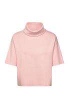 Short-Sleeved Turtleneck Sweater Tops Knitwear Turtleneck Pink Mango
