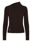 Sweater With Asymmetrical Neck And Buttons Tops Knitwear Jumpers Brown...