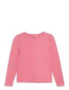 T-Shirt Ls Pointelle Tops T-shirts Long-sleeved T-shirts Pink En Fant