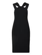 Twist-Front Crepe Cocktail Dress Polvipituinen Mekko Black Lauren Ralp...