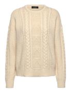 Cable-Knit Cotton Crewneck Sweater Tops Knitwear Jumpers Cream Lauren ...
